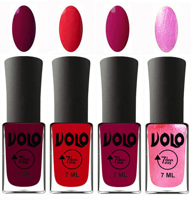 Volo Ultra Lasting HD Shine Awesome Nail Polish Combo Wine Maroon, Redish Orange, Magnta, Metallic Pink(Pack of 4)
Volo Ultra Lasting HD Shine Awesome Nail Polish Combo Wine Maroon, Redish Orange, Magnta, Metallic Pink(Pack of 4)