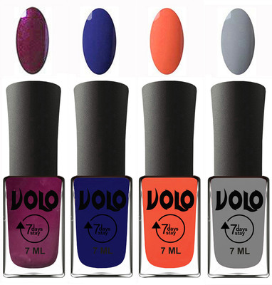 Volo Ultra Lasting HD Shine Awesome Nail Polish Combo Wine, Navy Blue, Neon Orange, Light Grey(Pack of 4)
Volo Ultra Lasting HD Shine Awesome Nail Polish Combo Wine, Navy Blue, Neon Orange, Light Grey(Pack of 4)