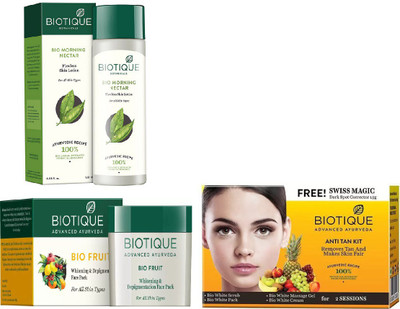 BIOTIQUE BIO Bio Morning Nectar Flawless Skin Lotion For All Skin Types, Bio Fruit Face Pack, Bio Anti Tan Facial Kit(Set of 3)
BIOTIQUE BIO Bio Morning Nectar Flawless Skin Lotion For All Skin Types, Bio Fruit Face Pack, Bio Anti Tan Facial Kit(Set of 3)