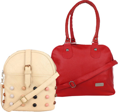 Element Cart Hand-held Bag(Red, Beige), Beige;red