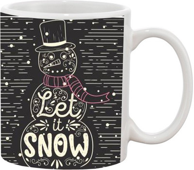 Ashvah Let it Snow 968 Ceramic Mug(350 ml), White