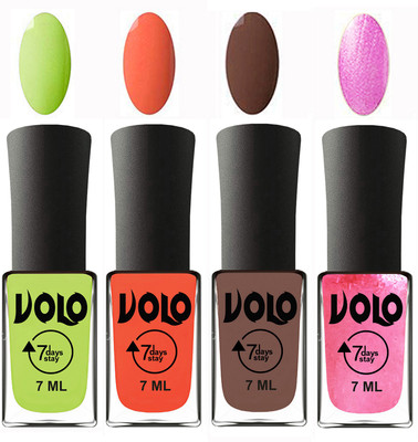 Volo Ultra Lasting HD Shine Awesome Nail Polish Combo Parrot Green, Neon Orange, Brown, Metallic Pink(Pack of 4)
Volo Ultra Lasting HD Shine Awesome Nail Polish Combo Parrot Green, Neon Orange, Brown, Metallic Pink(Pack of 4)