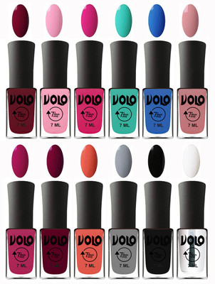 Volo No Chipping-No Fading Longest Lasting Ever Nail Polish Set Deep Maroon, Light Pink, Magnta, Fashion Green, Royal Blue, Peach Pink, Magnta Fashion, Wine Maroon, Orange, Light Grey, Black, Top Coat(Pack of 12)
Volo No Chipping-No Fading Longest Lasting Ever Nail Polish Set Deep Maroon, Light Pink, Magnta, Fashion Green, Royal Blue, Peach Pink, Magnta Fashion, Wine Maroon, Orange, Light Grey, Black, Top Coat(Pack of 12)