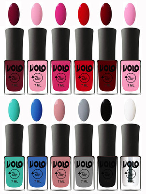 Volo No Chipping-No Fading Longest Lasting Ever Nail Polish Set Deep Maroon, Light Pink, Magnta, Blood Red, Great Maroon, Baby Pink, Fashion Green, Royal Blue, Peach Pink, Light Grey, Black, Top Coat(Pack of 12)
Volo No Chipping-No Fading Longest Lasting Ever Nail Polish Set Deep Maroon, Light Pink, Magnta, Blood Red, Great Maroon, Baby Pink, Fashion Green, Royal Blue, Peach Pink, Light Grey, Black, Top Coat(Pack of 12)