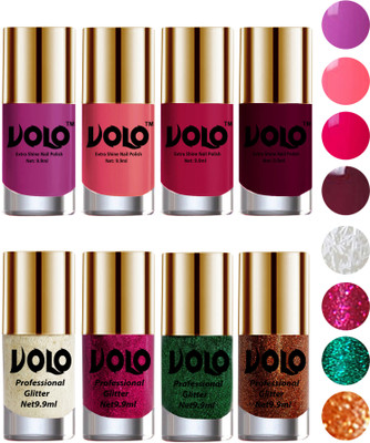 Volo Long Lasting Glitter and HD Shine Nail Polish Combo Sets White Nail art And Glitter, Magenta Glitter, Dark Green Glitter, Light Orange Glitter, Bright Plum, Pink Mania, Moon Magenta, Wine(Pack of 8)
Volo Long Lasting Glitter and HD Shine Nail Polish Combo Sets White Nail art And Glitter, Magenta Glitter, Dark Green Glitter, Light Orange Glitter, Bright Plum, Pink Mania, Moon Magenta, Wine(Pack of 8)