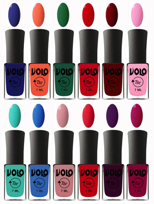 Volo No Chipping-No Fading Longest Lasting Ever Nail Polish Set Navy Blue, Neon Orange, Green, Blood Red, Great Maroon, Baby Pink, Fashion Green, Royal Blue, Peach Pink, Redish Orange, Dark Wine, Magnta(Pack of 12)
Volo No Chipping-No Fading Longest Lasting Ever Nail Polish Set Navy Blue, Neon Orange, Green, Blood Red, Great Maroon, Baby Pink, Fashion Green, Royal Blue, Peach Pink, Redish Orange, Dark Wine, Magnta(Pack of 12)