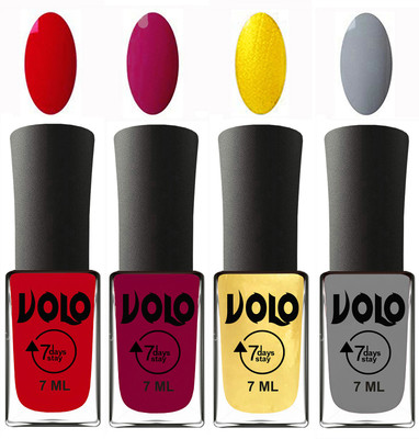 Volo Ultra Lasting HD Shine Awesome Nail Polish Combo Blood Red, Magnta, Metallic Light Golden, Light Grey(Pack of 4)
Volo Ultra Lasting HD Shine Awesome Nail Polish Combo Blood Red, Magnta, Metallic Light Golden, Light Grey(Pack of 4)