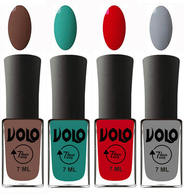 Volo Ultra Lasting HD Shine Awesome Nail Polish Combo Brown, Radium Green, Blood Red, Light Grey(Pack of 4)
Volo Ultra Lasting HD Shine Awesome Nail Polish Combo Brown, Radium Green, Blood Red, Light Grey(Pack of 4)