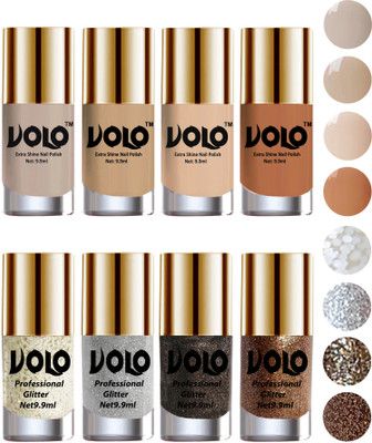 Volo Long Lasting Glitter and HD Shine Nail Polish Combo Sets White Nail art And Glitter, Silver Glitter, Dark Grey Glitter, Light Golden Glitter, Nude Tude(Pack of 8)
Volo Long Lasting Glitter and HD Shine Nail Polish Combo Sets White Nail art And Glitter, Silver Glitter, Dark Grey Glitter, Light Golden Glitter, Nude Tude(Pack of 8)