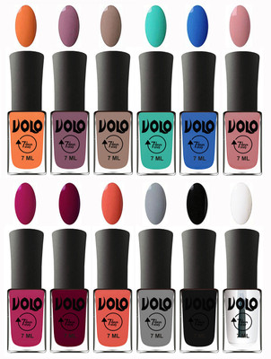 Volo No Chipping-No Fading Longest Lasting Ever Nail Polish Set at Big Promotional Price Peach, Purple, Nude, Fashion Green, Royal Blue, Peach Pink, Magnta Fashion, Wine Maroon, Orange, Light Grey, Black, Top Coat(Pack of 12)
Volo No Chipping-No Fading Longest Lasting Ever Nail Polish Set at Big Promotional Price Peach, Purple, Nude, Fashion Green, Royal Blue, Peach Pink, Magnta Fashion, Wine Maroon, Orange, Light Grey, Black, Top Coat(Pack of 12)