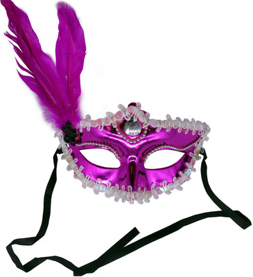 Funcart Pink Retro Feather Venetian mask (1pcs/pack)