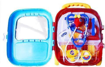 Akrobo Trolly Doctor Set With Light & Sound Effects With Suitcase Toy For Child Blue