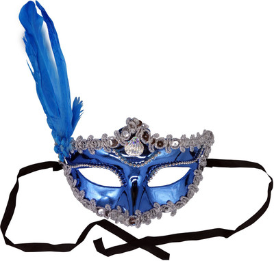 Funcart Blue Retro Feather Venetian mask (1pcs/pack)