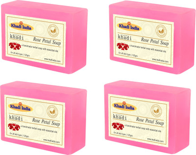 Khadi Leafveda Rose Petal Soap pack of 4(500 g, Pack of 4)