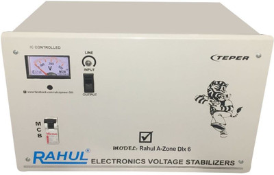Rahul A-Zone Dlx c6 KVA/24 Amp Copper 100-280 Volt 5 Step Mainline Use Up to 6 KVA Load Automatic Voltage Stabilizer(Gray)
Rahul A-Zone Dlx c6 KVA/24 Amp Copper 100-280 Volt 5 Step Mainline Use Up to 6 KVA Load Automatic Voltage Stabilizer(Gray)