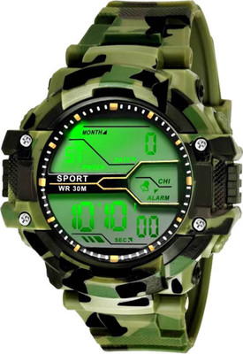 Swisso SWS-0786 Digital-Sports Army Collection Green Dial Watch - For Men