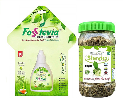 Zindagi Stevia Liquid & Dry Stevia Leaves - Sugarfree Stevia Drops - Natural Stevia Dry Leaf For Weight Lose (Combo Pack) Sweetener(45 g, Pack of 2)
Zindagi Stevia Liquid & Dry Stevia Leaves - Sugarfree Stevia Drops - Natural Stevia Dry Leaf For Weight Lose (Combo Pack) Sweetener(45 g, Pack of 2)