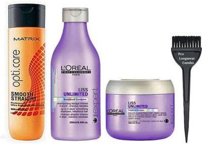 Pro longwear combo Hair Brush,Matrix Smooth Straight Shampoo, L'Oreal Liss Unlimited Shampoo,Masque(Set of 4)
Pro longwear combo Hair Brush,Matrix Smooth Straight Shampoo, L'Oreal Liss Unlimited Shampoo,Masque(Set of 4)