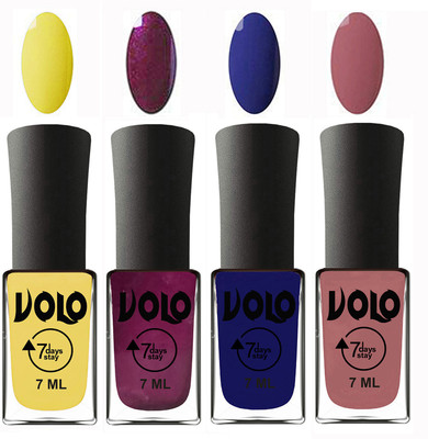 Volo Ultra Lasting HD Shine Awesome Nail Polish Combo Yellow, Wine, Navy Blue, Chocolate Peach(Pack of 4)
Volo Ultra Lasting HD Shine Awesome Nail Polish Combo Yellow, Wine, Navy Blue, Chocolate Peach(Pack of 4)