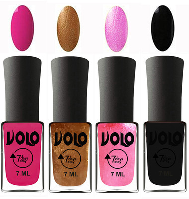 Volo Ultra Lasting HD Shine Awesome Nail Paint Combo Magnta, Metallic Dark Golden, Metallic Pink, Black(Pack of 4)
Volo Ultra Lasting HD Shine Awesome Nail Paint Combo Magnta, Metallic Dark Golden, Metallic Pink, Black(Pack of 4)