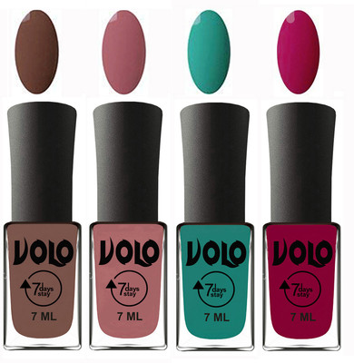 Volo Ultra Lasting HD Shine Awesome Nail Paint Combo Brown, Chocolate Peach, Radium Green, Magnta(Pack of 4)
Volo Ultra Lasting HD Shine Awesome Nail Paint Combo Brown, Chocolate Peach, Radium Green, Magnta(Pack of 4)