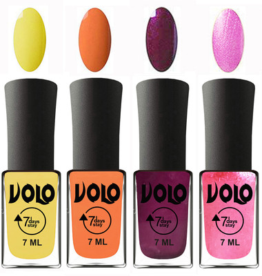 Volo Ultra Lasting HD Shine Awesome Nail Polish Combo Yellow, Peach, Wine, Metallic Pink(Pack of 4)
Volo Ultra Lasting HD Shine Awesome Nail Polish Combo Yellow, Peach, Wine, Metallic Pink(Pack of 4)