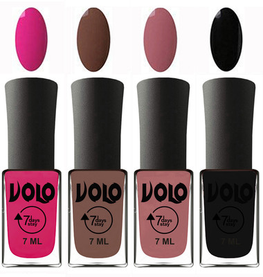 Volo Ultra Lasting HD Shine Awesome Nail Polish Combo Magnta, Brown, Chocolate Peach, Black(Pack of 4)
Volo Ultra Lasting HD Shine Awesome Nail Polish Combo Magnta, Brown, Chocolate Peach, Black(Pack of 4)