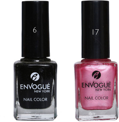 EnVogue Nail Polish Set of 2 (Black-6 , Teen Beuty-17) Multicolour(Pack of 2)