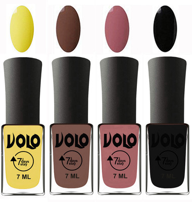 Volo Ultra Lasting HD Shine Awesome Nail Polish Combo Yellow, Brown, Chocolate Peach, Black(Pack of 4)
Volo Ultra Lasting HD Shine Awesome Nail Polish Combo Yellow, Brown, Chocolate Peach, Black(Pack of 4)