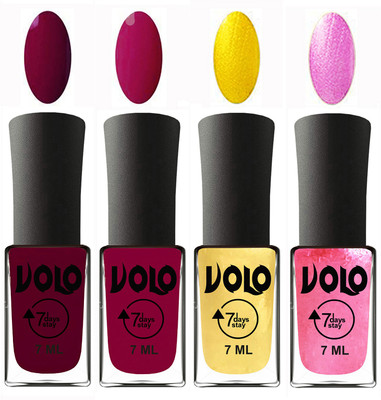 Volo Ultra Lasting HD Shine Awesome Nail Polish Combo Wine Maroon, Magnta, Metallic Light Golden, Metallic Pink(Pack of 4)
Volo Ultra Lasting HD Shine Awesome Nail Polish Combo Wine Maroon, Magnta, Metallic Light Golden, Metallic Pink(Pack of 4)