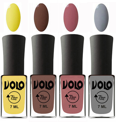 Volo Ultra Lasting HD Shine Awesome Nail Polish Combo Yellow, Brown, Chocolate Peach, Light Grey(Pack of 4)
Volo Ultra Lasting HD Shine Awesome Nail Polish Combo Yellow, Brown, Chocolate Peach, Light Grey(Pack of 4)