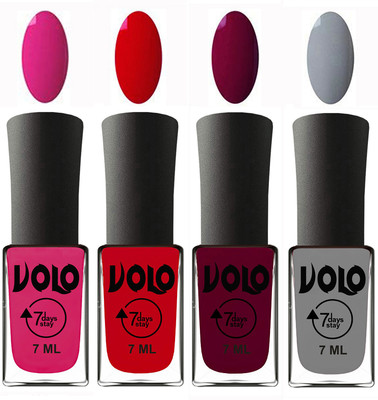 Volo Ultra Lasting HD Shine Awesome Nail Polish Combo Magnta, Blood Red, Wine Maroon, Light Grey(Pack of 4)
Volo Ultra Lasting HD Shine Awesome Nail Polish Combo Magnta, Blood Red, Wine Maroon, Light Grey(Pack of 4)
