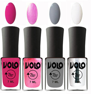 Volo Ultra Lasting HD Shine Awesome Nail Paint Combo Magnta, Metallic Pink, Light Grey, Top Coat(Pack of 4)
Volo Ultra Lasting HD Shine Awesome Nail Paint Combo Magnta, Metallic Pink, Light Grey, Top Coat(Pack of 4)