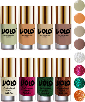 Volo Long Lasting Glitter and HD Shine Nail Polish Combo Sets White Nail art And Glitter, Magenta Glitter, Dark Green Glitter, Light Orange Glitter, Mischievous Mint, Flirty Nude, Nude, Dark Nude(Pack of 8)
Volo Long Lasting Glitter and HD Shine Nail Polish Combo Sets White Nail art And Glitter, Magenta Glitter, Dark Green Glitter, Light Orange Glitter, Mischievous Mint, Flirty Nude, Nude, Dark Nude(Pack of 8)