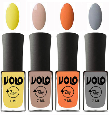 Volo Ultra Lasting HD Shine Awesome Nail Polish Combo Yellow, Light Nude, Peach, Light Grey(Pack of 4)
Volo Ultra Lasting HD Shine Awesome Nail Polish Combo Yellow, Light Nude, Peach, Light Grey(Pack of 4)