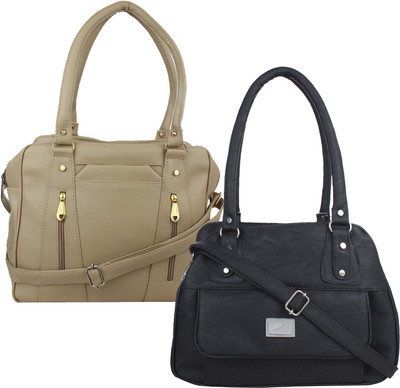 Element Cart Women Evening/Party, Casual Beige, Black PU Sling Bag