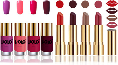 Volo Perfect Combo of Ultra Shine Nail Polish and Velvet Matte Lipsticks(Set of 8)
Volo Perfect Combo of Ultra Shine Nail Polish and Velvet Matte Lipsticks(Set of 8)