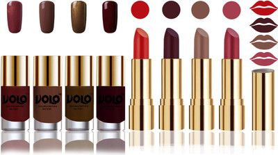 Volo Perfect Combo of Ultra Shine Nail Polish and Velvet Matte Lipsticks(Set of 8)