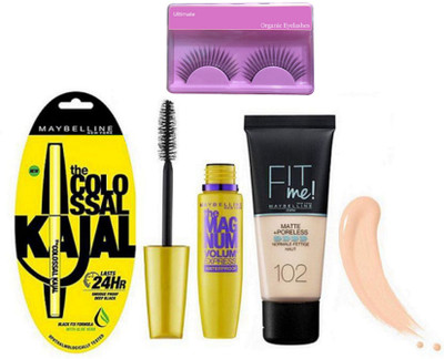 Ultimate Eyelashes, New York The Colossal Black Kajal , The Mag Num Volum Waterproof Mascara & Fit Me Matte +Poreless 102 Foundation(Set of 4)
Ultimate Eyelashes, New York The Colossal Black Kajal , The Mag Num Volum Waterproof Mascara & Fit Me Matte +Poreless 102 Foundation(Set of 4)
