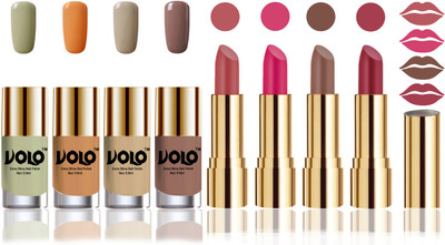 Volo Perfect Combo of Ultra Shine Nail Polish and Velvet Matte Lipsticks(Set of 8)
Volo Perfect Combo of Ultra Shine Nail Polish and Velvet Matte Lipsticks(Set of 8)