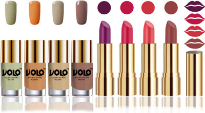Volo Perfect Combo of Ultra Shine Nail Polish and Velvet Matte Lipsticks(Set of 8)
Volo Perfect Combo of Ultra Shine Nail Polish and Velvet Matte Lipsticks(Set of 8)