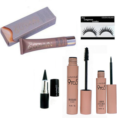 Pro longwear combo Eyelashes,9 To 5 Waterproof Mascara,Liquid Eyeliner&naked9 beauty balm broad spectrum spf 20 foundation,Stick Kajal(Set of 5)
Pro longwear combo Eyelashes,9 To 5 Waterproof Mascara,Liquid Eyeliner&naked9 beauty balm broad spectrum spf 20 foundation,Stick Kajal(Set of 5)