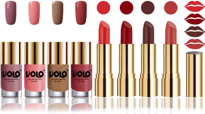 Volo Perfect Combo of Ultra Shine Nail Polish and Velvet Matte Lipsticks(Set of 8)
Volo Perfect Combo of Ultra Shine Nail Polish and Velvet Matte Lipsticks(Set of 8)