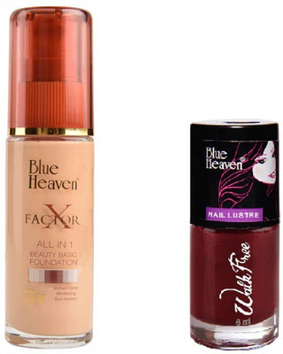 Blue Heaven X Factor Foundation with mehroon Walkfree Nailpaint (pack of 2)(Set of 2)
Blue Heaven X Factor Foundation with mehroon Walkfree Nailpaint (pack of 2)(Set of 2)