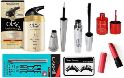 divas beauty Eyelashes,Olay Total Effects 7-in-1 Anti Aging Day Skin Cream, Normal, 50g,Eyeconic Kajal,Nailpaint Red,MAC Liptensity Lipstick, Brooke Candy Liner,Mascara(Set of 7)
divas beauty Eyelashes,Olay Total Effects 7-in-1 Anti Aging Day Skin Cream, Normal, 50g,Eyeconic Kajal,Nailpaint Red,MAC Liptensity Lipstick, Brooke Candy Liner,Mascara(Set of 7)