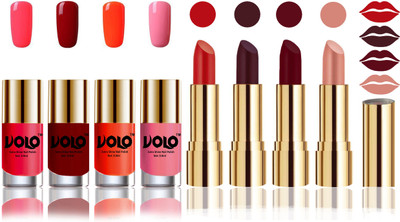 Volo Perfect Combo of Ultra Shine Nail Polish and Velvet Matte Lipsticks(Set of 8)
Volo Perfect Combo of Ultra Shine Nail Polish and Velvet Matte Lipsticks(Set of 8)