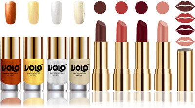 Volo Perfect Combo of Ultra Shine Nail Polish and Velvet Matte Lipsticks(Set of 8)