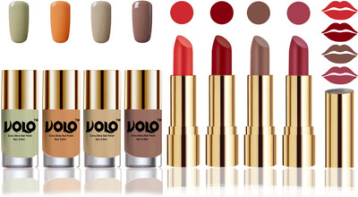 Volo Perfect Combo of Ultra Shine Nail Polish and Velvet Matte Lipsticks(Set of 8)
Volo Perfect Combo of Ultra Shine Nail Polish and Velvet Matte Lipsticks(Set of 8)