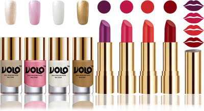 Volo Perfect Combo of Ultra Shine Nail Polish and Velvet Matte Lipsticks(Set of 8)
