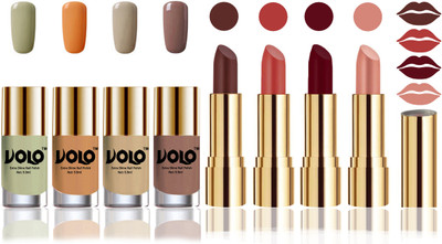 Volo Perfect Combo of Ultra Shine Nail Polish and Velvet Matte Lipsticks(Set of 8)
Volo Perfect Combo of Ultra Shine Nail Polish and Velvet Matte Lipsticks(Set of 8)